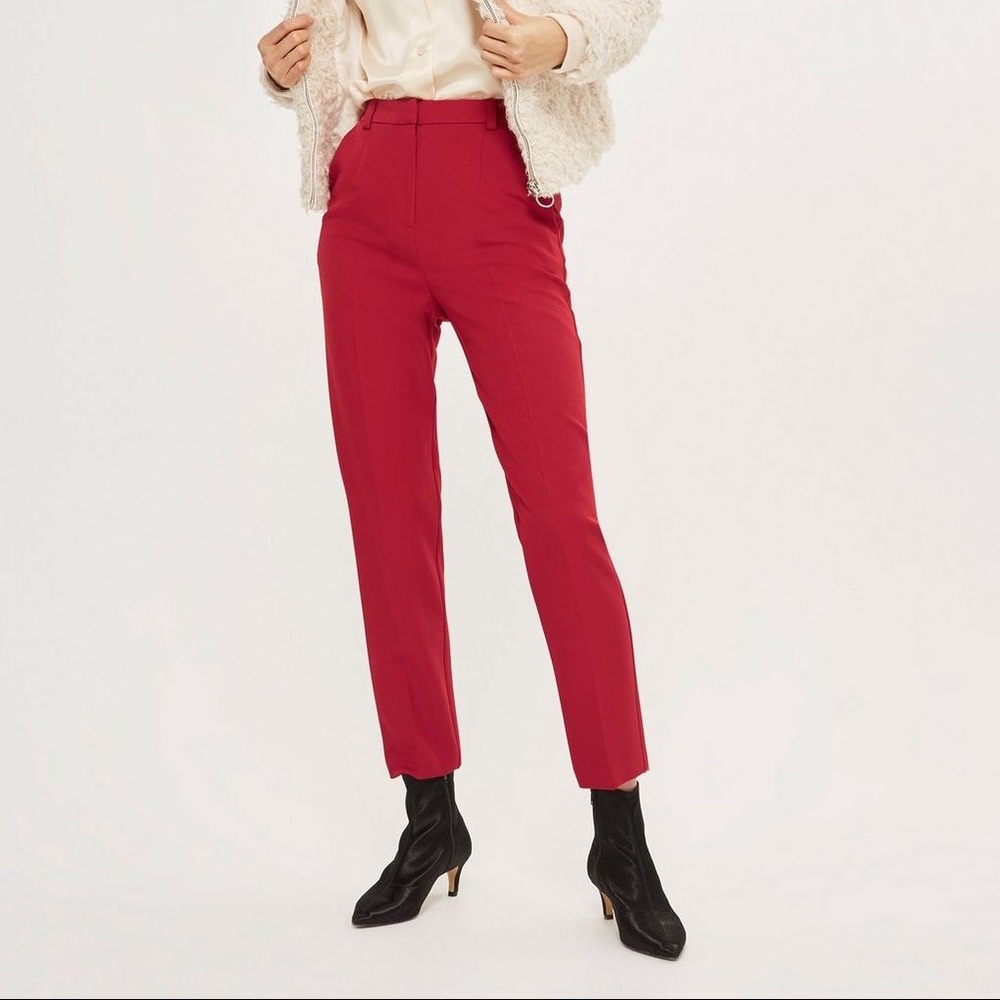 Topshop Cigarette Trousers in Rusty Red